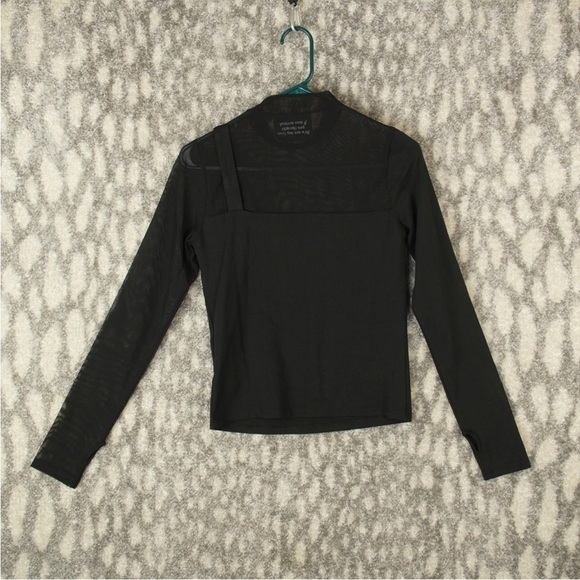 Killstar Half Mesh With Buckle Cross Left Shoulder Top Round Neck Womens S Black - Picture 2 of 13